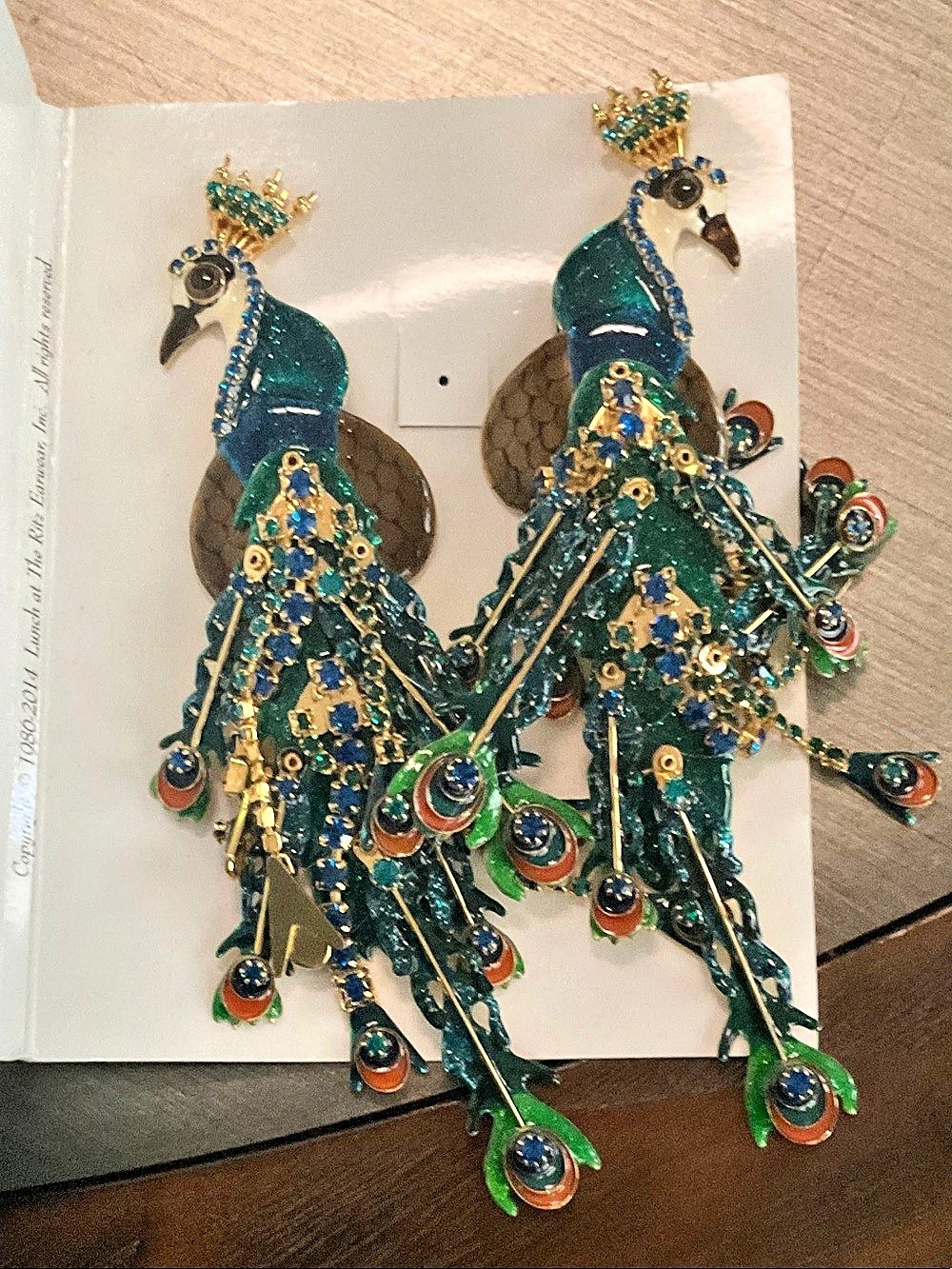 Lunch at The Ritz Bird Goddess Green & Gold Earrings
